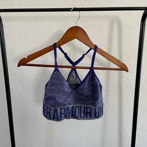 Under Armour Sports Bra Striped Purple Gray Medium M Lounge Athleisure